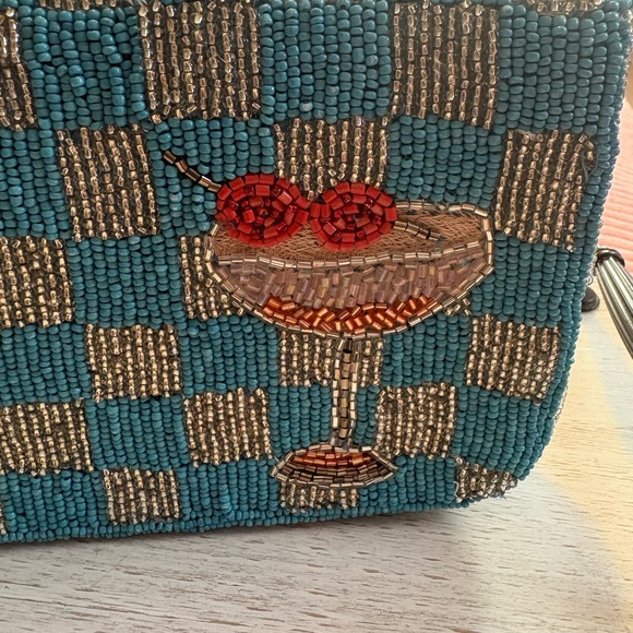 Anthropologie Blue and Silver Beaded Clutch - Picture 2 of 10